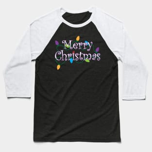 Merry Christmas White and Purple Baseball T-Shirt